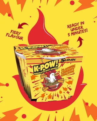 🔥 Say hello to K-Pow Flaming Cheesy Chicken 🌶️
Your ultimate Korean-style spicy noodle fix!

✅ Ready in under 5 minutes
✅ Packed with fiery flavour
✅ Seriously delicious

Grab yours now at Coles, Woolworths, or your local independent supermarket!